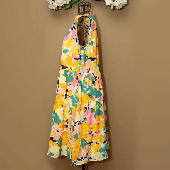 NWT Loft Floral Ruffle Tiered Swing Dress size L - Picture 2 of 8